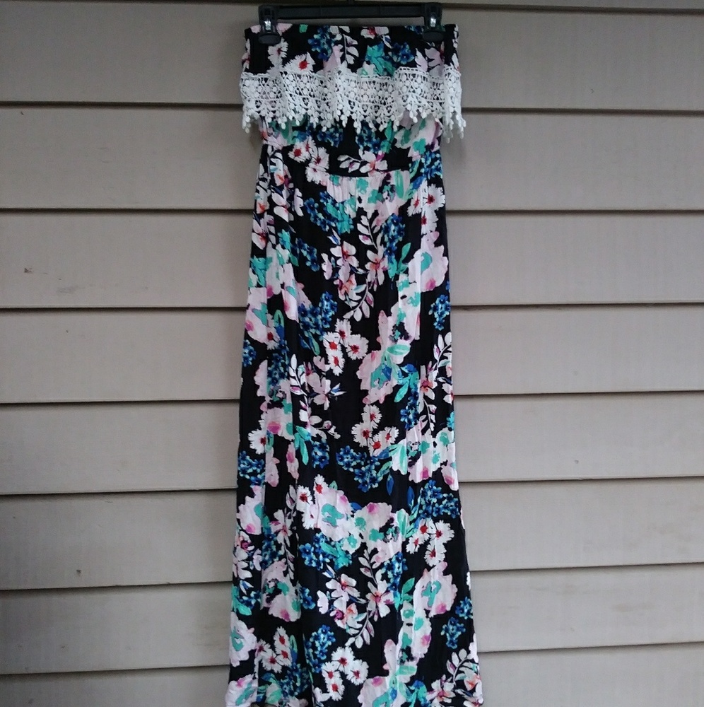 Strapless Boho Floral Dress - Picture 1 of 5